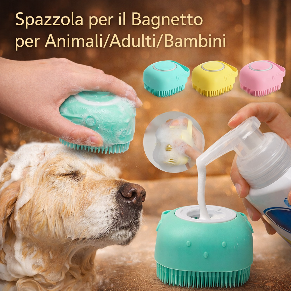 spazzola in silicone per cani e gatti