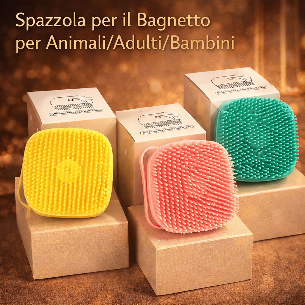 spazzola in silicone per cani e gatti