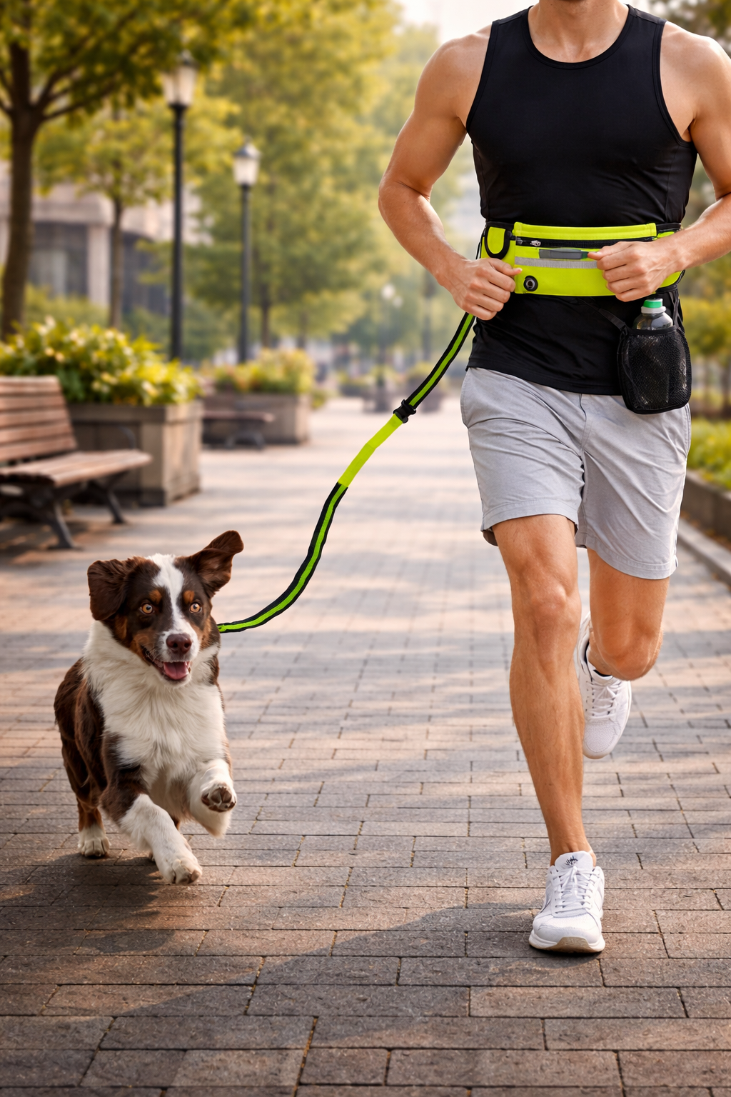 Guinzaglio per cani a mani libere con cintura per passeggiate e addestramento