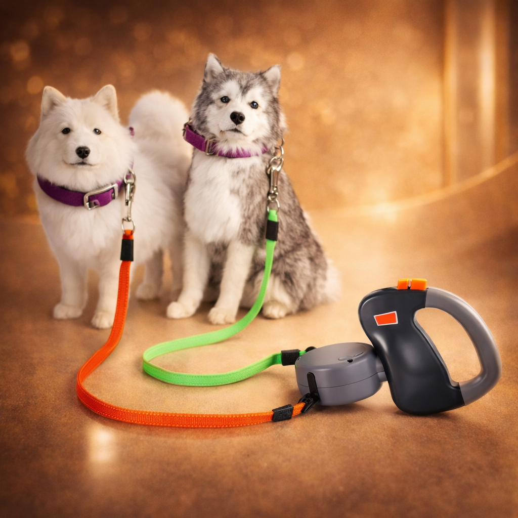 Guinzaglio retrattile doppio per cani