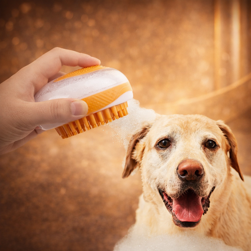 Spazzola da bagno per cani e gatti 2 in 1