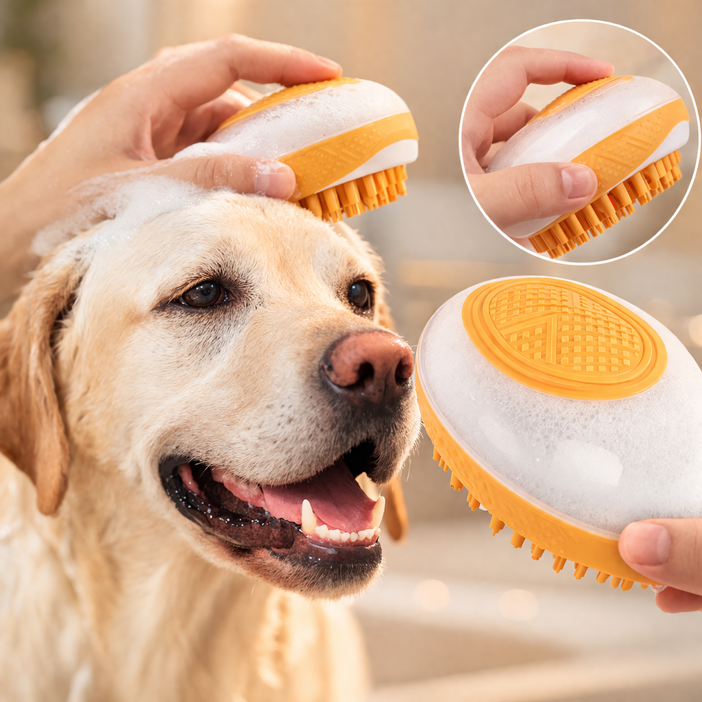 Spazzola da bagno per cani e gatti 2 in 1
