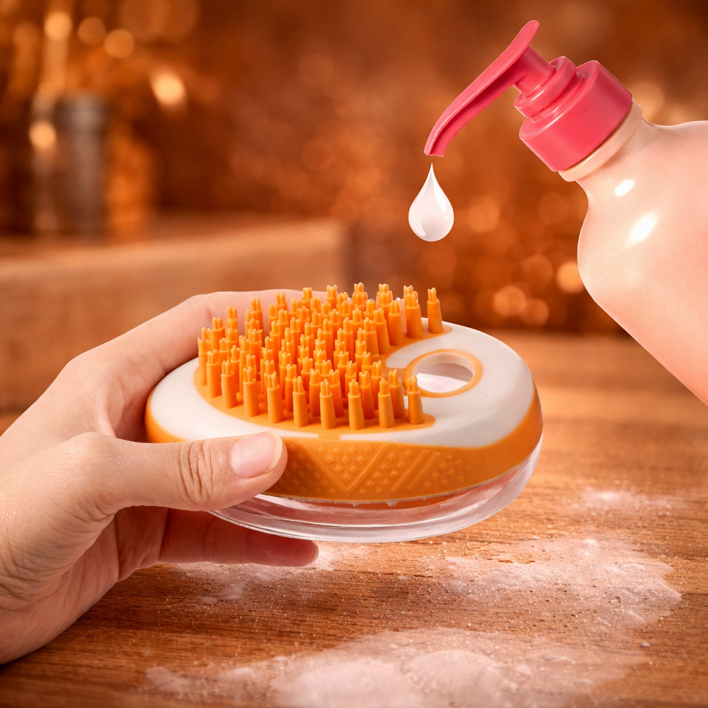 Spazzola da bagno per cani e gatti 2 in 1