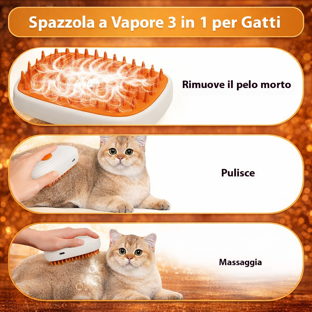 Spazzola a vapore ricaricabile USB per animali
