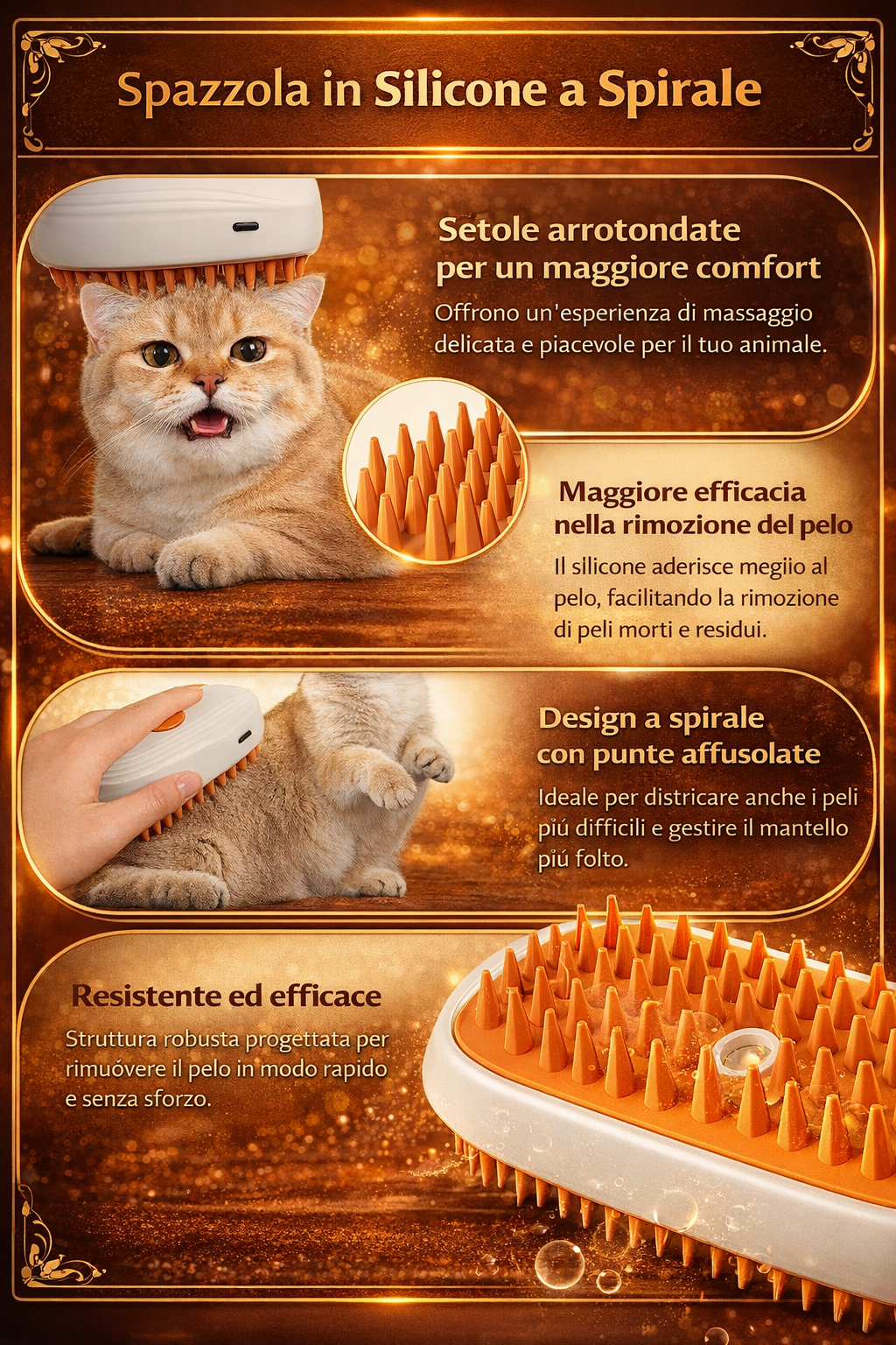 Spazzola a vapore ricaricabile USB per animali